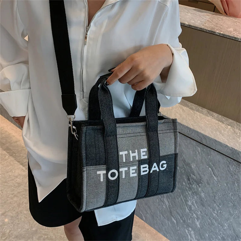 New Fashion Women's Tote Bag Trend Brand Denim Embroidery Crossbody Bag Classic Elegant Shoulder Bag Designer Luxury Handbag