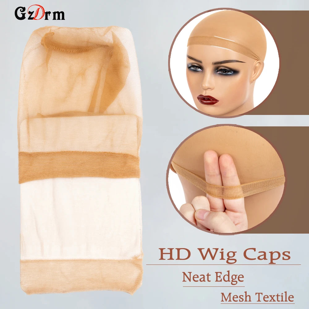 Wholesale HD Wig Caps High Quality Transparent HD Hair Nets Weave Nylon Stretchy Lace Front Wig Cap for Women Men Light Brown
