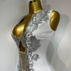 Women 2025 Sexy V Neck Cut Out Short Bandage Dress Silver Sequin White Elegant Luxury Birthday Party Club Wedding Vestidos