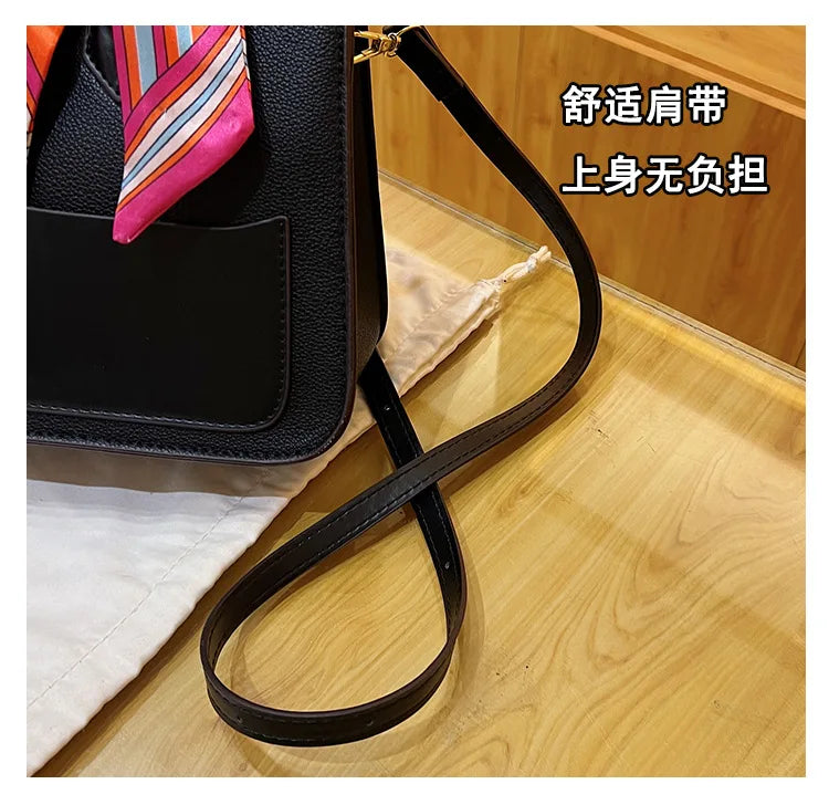 New Birkin Bag Handbag Lychee Grain Large Capacity Advanced Sense Kelly Bag Single Shoulder Crossbody Bag for Women