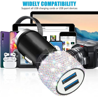 MINISO Retractable 3 in1 Fast Charge Data Cable Car Fast Charge Line Type-C For iphone samsung huaw Dual USB Car Charger