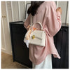 Bow Decor Lightweight Flap Bag, Business Casual Mini Women's Shoulder Bag Skinny Scarf Decor Square Bag For Teen Girls Women