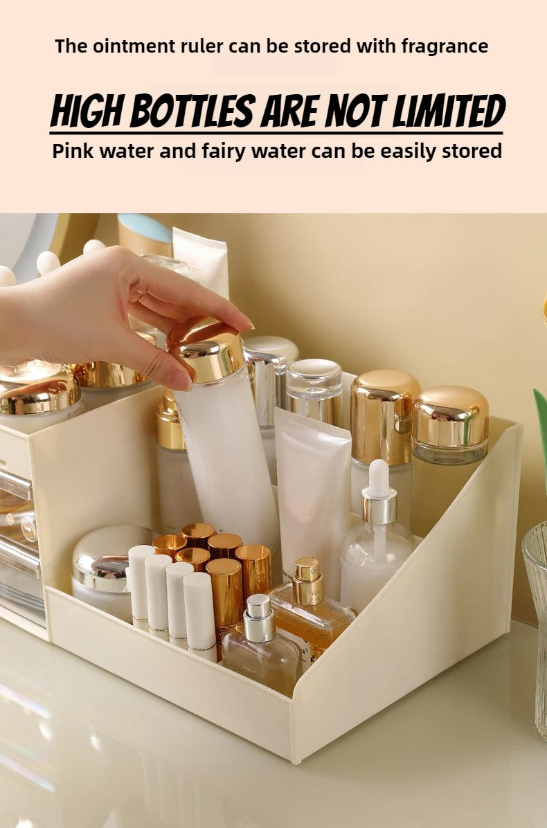 1PC Transparent Drawer Style Makeup Box Dormitory Organizer Plastic Cosmetics Skincare Dressing Table Desktop Storage Box S/M/L