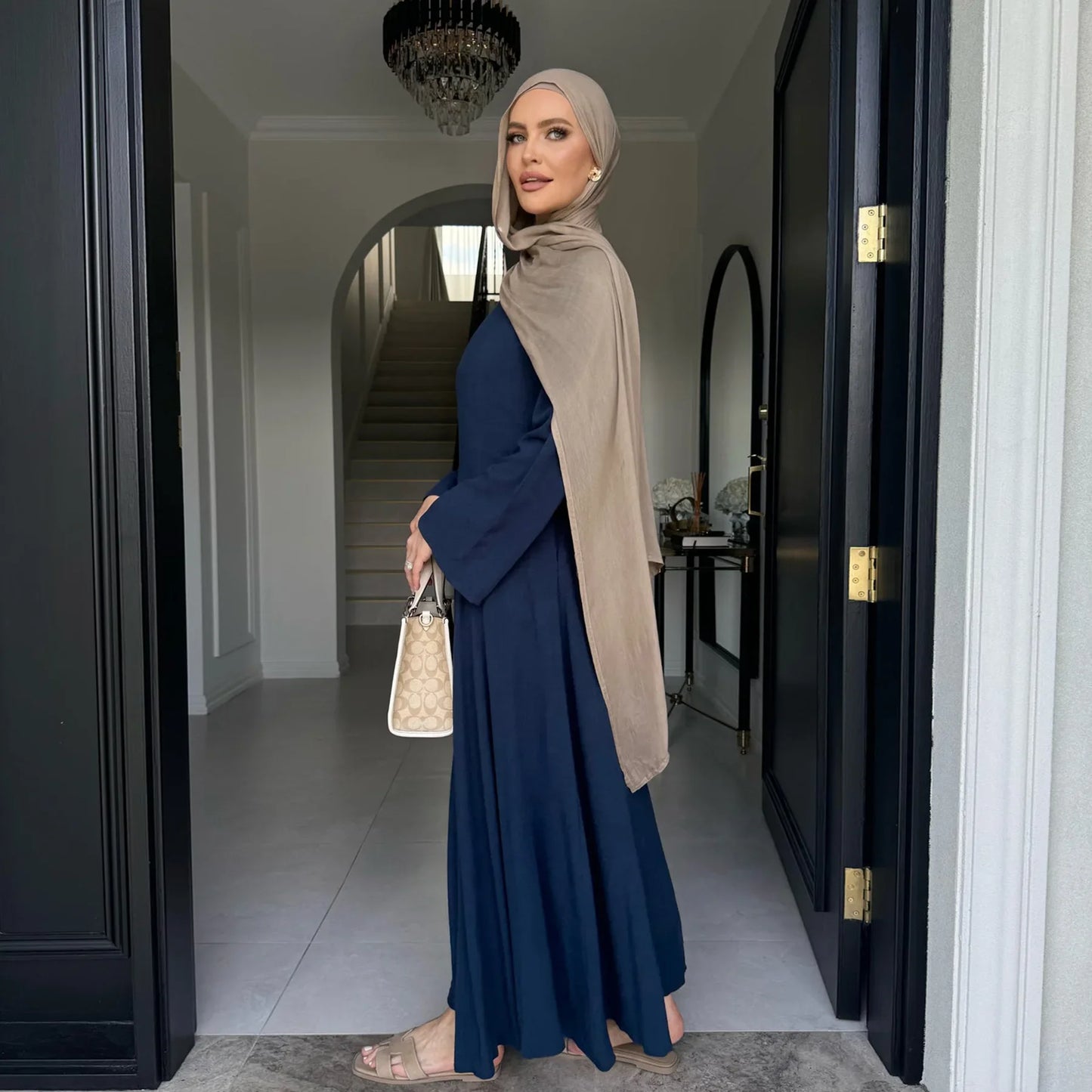 Clothes for Muslim Women Solid Robe Malay Turkey Dubai Zipper Cardigan Robe Fashion Simplicity Summer Dress Abayas for Women