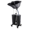 Portable Shampoo Basin with 2 Water Buckets 30cm Deep Salon Hair Washing Sink Adjustable Height Angle Mobile Shampoo Bowl Unit