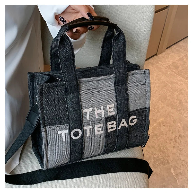 New Fashion Women's Tote Bag Trend Brand Denim Embroidery Crossbody Bag Classic Elegant Shoulder Bag Designer Luxury Handbag