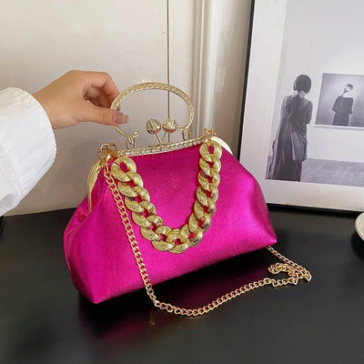 2024 Luxury Women Gold Green Chain Messenger Bags PU Leather Shoulder Bags Shell Clip Designer Handbag And Purse Wedding Clutch