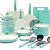 Piece Kitchen Cookware Pots and Frying Sauce Saute Pans Set with Kitchen Utensils, PFAS-Free, Dishwasher Safe, Turquoise