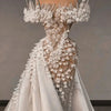 3D Lace Wedding Dresses 2025 Off The Shoulder White Bridal Gowns With Detachable Train Appliques Wedding Gown Customized