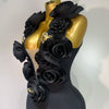 Fashion Black 3D Flower Bodycon Long Bandage Dress Celebrity Elegant Party Birthday Dress Women's Sleeveless Sexy Vestidos