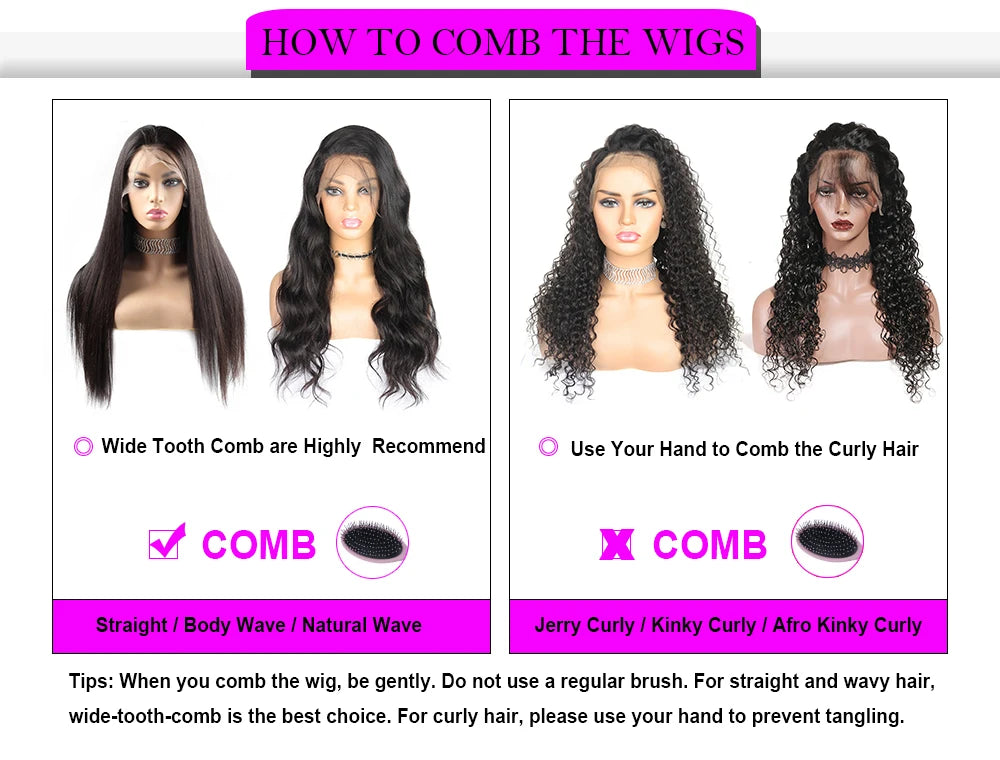 250 Density 13x6 HD Lace Frontal Wig Kinky Curly Glueless Preplucked Human Wigs Ready To Go Brazilian Wigs 100 % Remy Human Hair