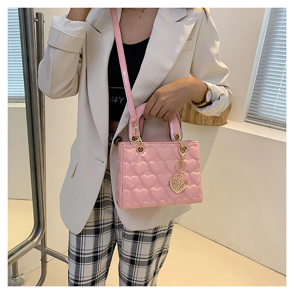 Red Love Patent Leather Bright Surface Handbag High-end Design Sense Wedding Bag Women's New Fashion All-matching Crossbody Bag