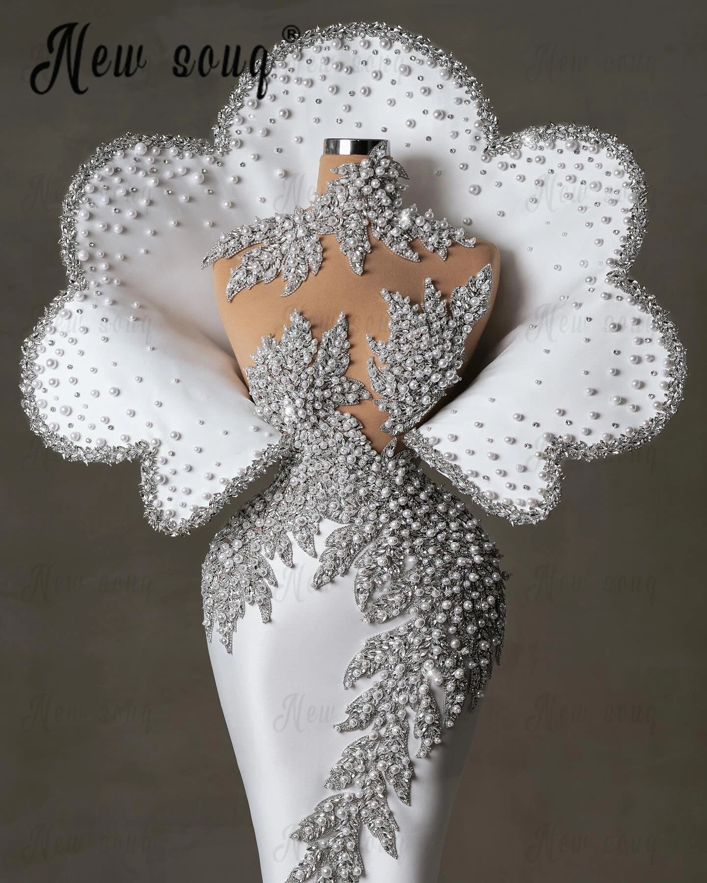 New White Heavy Luxury Evening Dress 2024 Hochzeitskleid With 3D Leaf Design Ladies Dresses For Special Occasions Customized