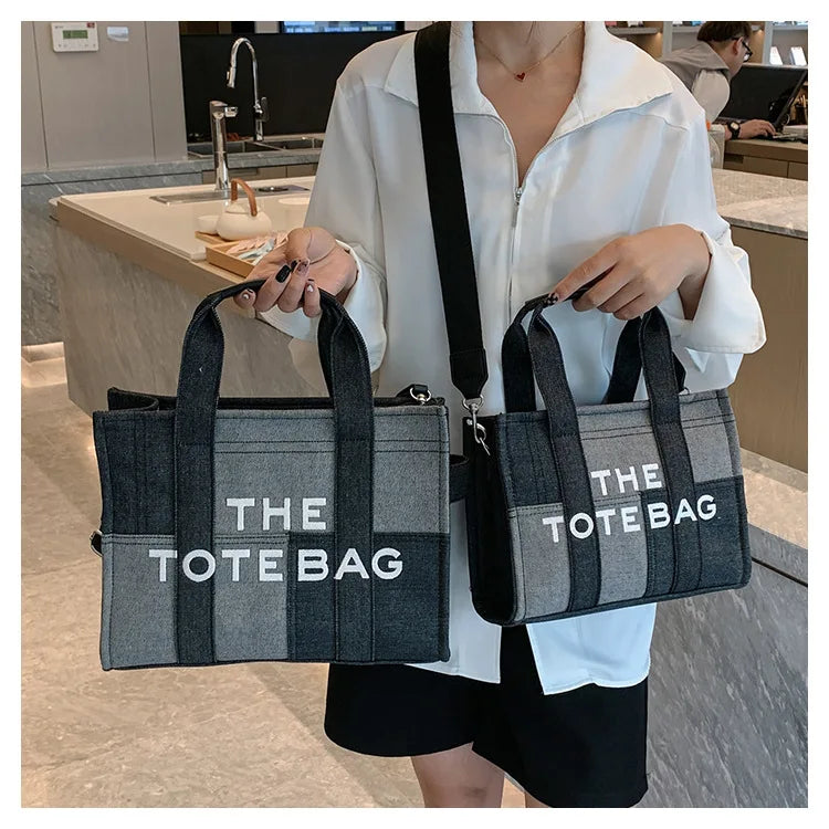 New Fashion Women's Tote Bag Trend Brand Denim Embroidery Crossbody Bag Classic Elegant Shoulder Bag Designer Luxury Handbag