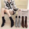 2022 New Winter Women's Shoes Knitted Mid-calf Socks Boots Pointed Toe Stiletto Elastic Designer Women's Boots 35-40