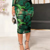 2024Spring Summer Women 3PCS Crop Top & Shorts Set with Tropical Print Sheer Mesh Bodycon Dress Sexy Lady Three Piece Dress Set