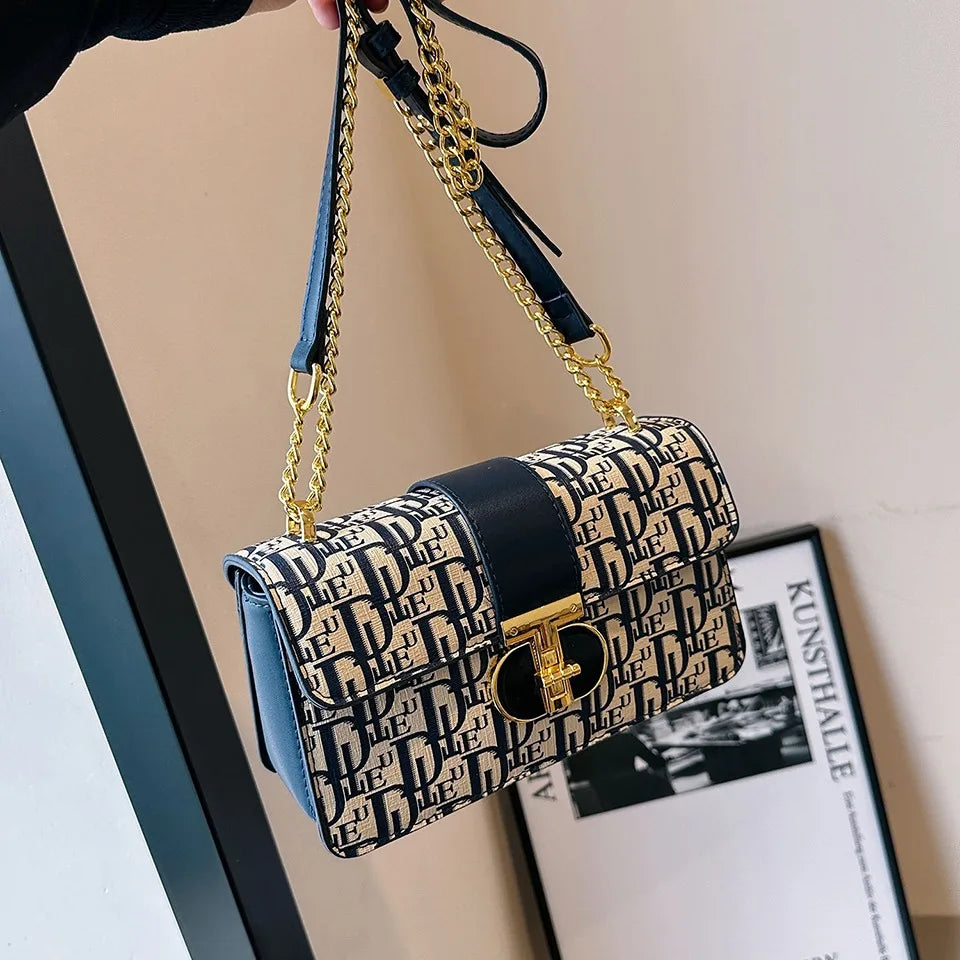 Letter Print Lock Luxury handbags Women Shoulder Bags Designer Crossbody Purses Handbag Chain Strap Clutch Bag 2025 New Small