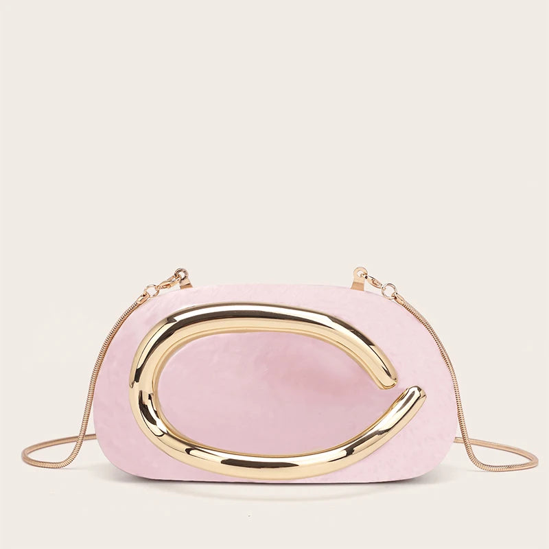 Women Acrylic Clutch Box Handbag Metal Handle Evening Bag Trendy Ladies Shoulder Crossbody Purse for Wedding Prom Cocktail Party
