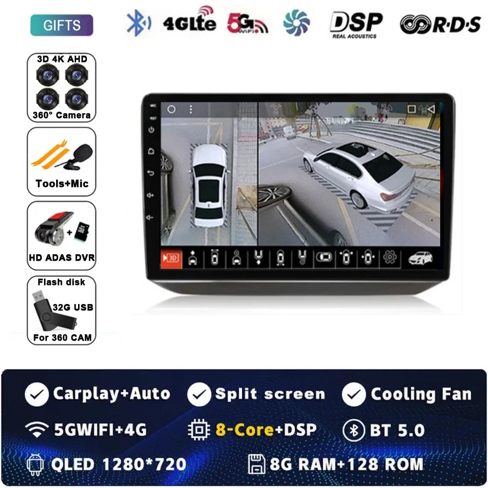 Android 14 Car Radio For Skoda Fabia 2 2007-2014 Multimedia Navigation GPS 4G WIFI Carplay Android Auto Player Carplay QLED 360