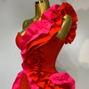 Women Sexy One Shoulder Red Ruffles Bodycon Bandage Dress 2025 Celebrity Elegant Evening Birthday Party Club Luxury Dresses