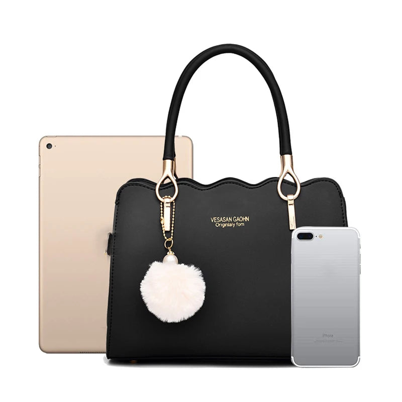 New Fashion Middle Aged Mom Shoulder Crossbody Bag Large Capacity Women's Handbag with Pendant