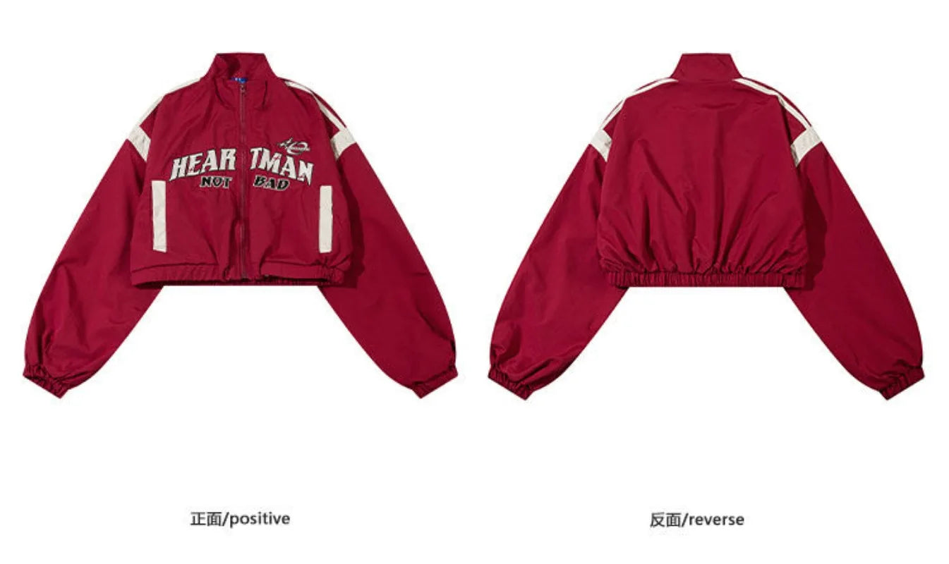 American Retro Spice Girls Tide Brand Short Trench Coat Women Y2K High Waist Motorcycle Wind Red High Street Baseball Uniform