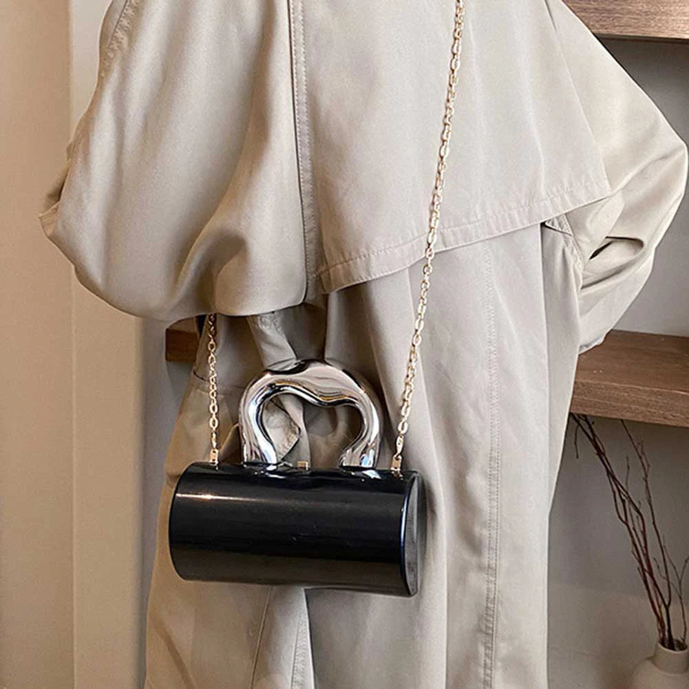 Women Mini Evening Bag Metal Handles Wallet Shoulder Bag Solid Color Clutch Bag Large Capacity Everyday Shoulder Bag Daily Bag
