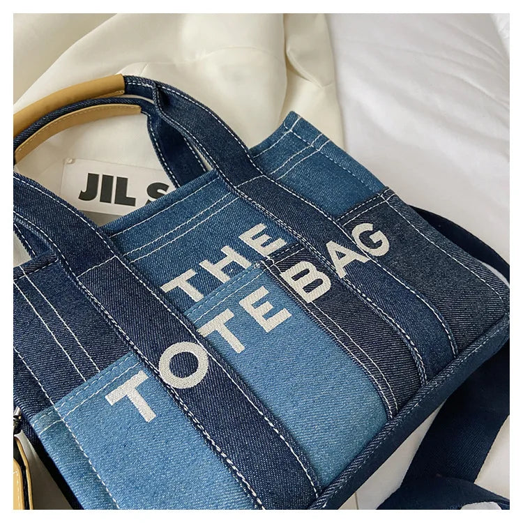 New Fashion Women's Tote Bag Trend Brand Denim Embroidery Crossbody Bag Classic Elegant Shoulder Bag Designer Luxury Handbag