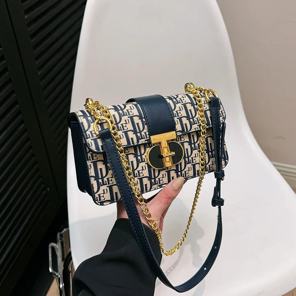 Letter Print Lock Luxury handbags Women Shoulder Bags Designer Crossbody Purses Handbag Chain Strap Clutch Bag 2025 New Small