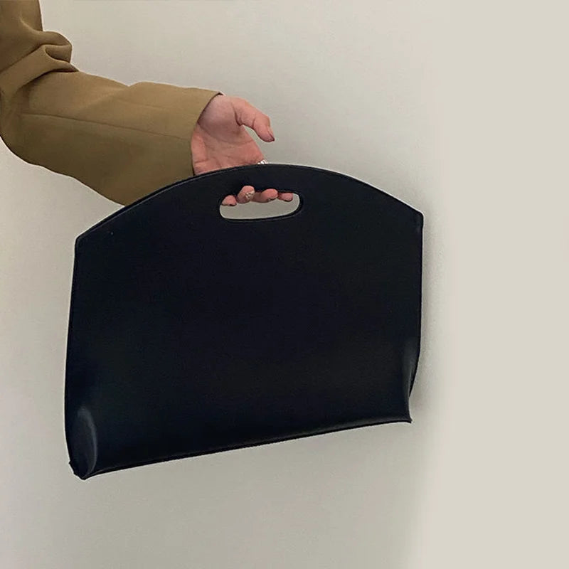 Women's Handbag New Large-capacity File Bag Fashionable Versatile Commuter Bag Leather Briefcase Envelope Clutch Bag