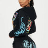 Sifreyr Street Printed Fashionable Casual Versatile Shorts Set Hooided Long Sleeved Zipper Cardigan Jacket High Waist Suit