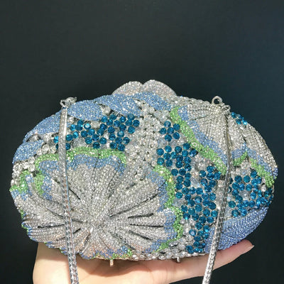 Crystal Wrap Diamond Banquet Clutch Bag Bridal Handbag Flower Rhinestone Evening Bag Metal Chain Diamond Bag Women Vintage Bag