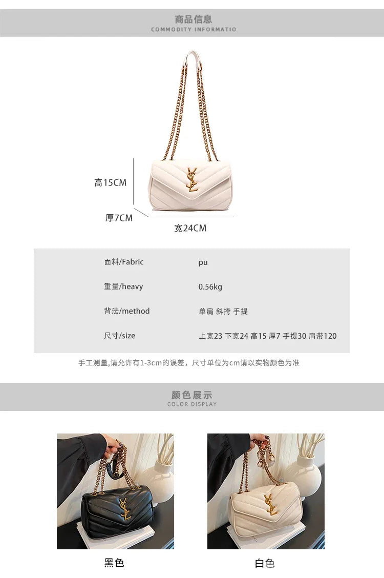Luxury Ladies Handbag Genuine Leather Shoulder Bag Women's Crossbody Tote Elegant Designer
