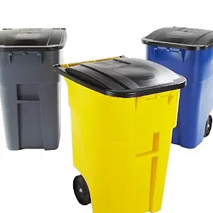 Commercial Products BRUTE Rollout Trash/Garbage CanBin with Wheels 50GAL Blu  for Restaurants Hospitals Offices Back of Hous